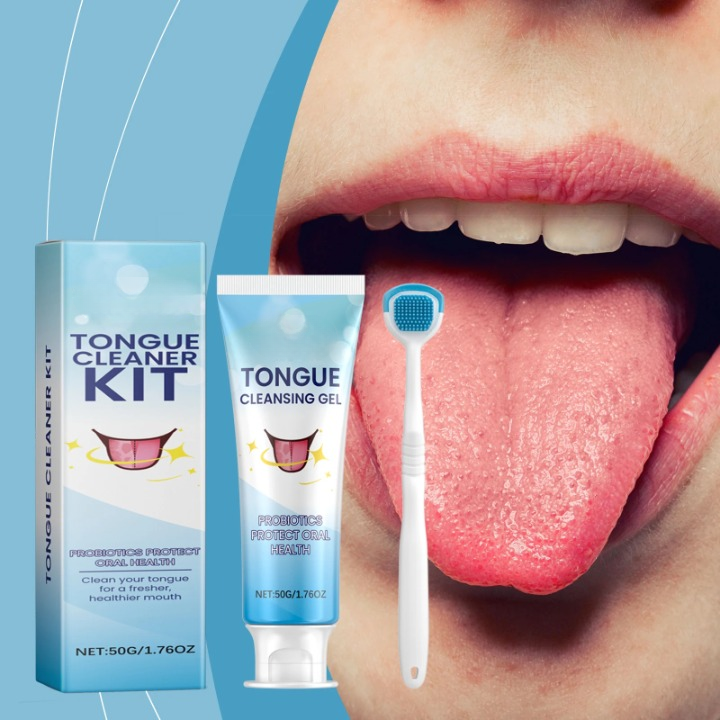 Tongue Cleaner Kit with Probiotic Cleansing Gel