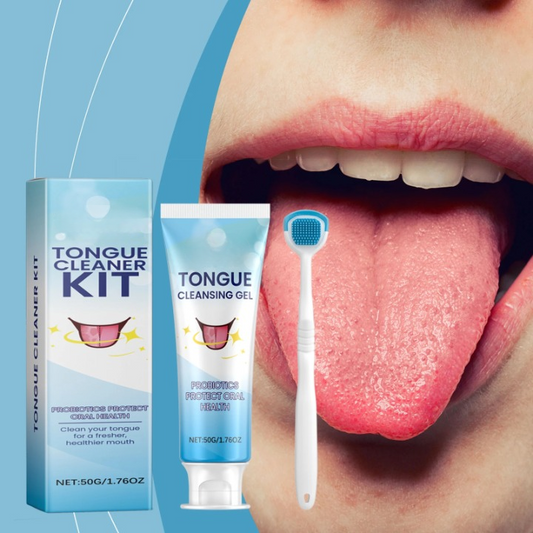 Tongue Cleaner Kit with Probiotic Cleansing Gel