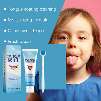 Tongue Cleaner Kit with Probiotic Cleansing Gel
